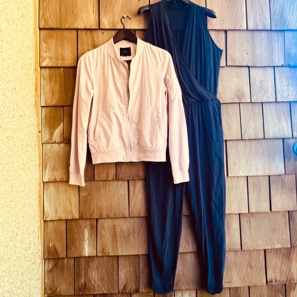 Zara Basic Womens Light Solid Pink Long Sleeve Wind Breaker Jacket Bomper  XS - Picture 4 of 12